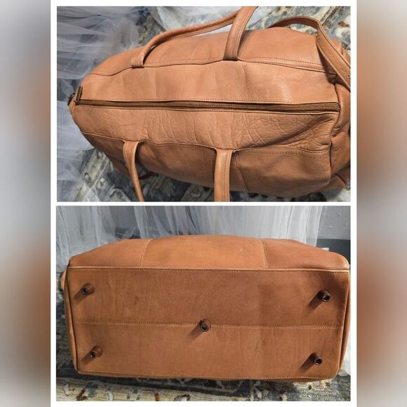DAVID KING Boston Tan Leather Duffel Travel Bag Vintage 80s 90s - Picture 3 of 8